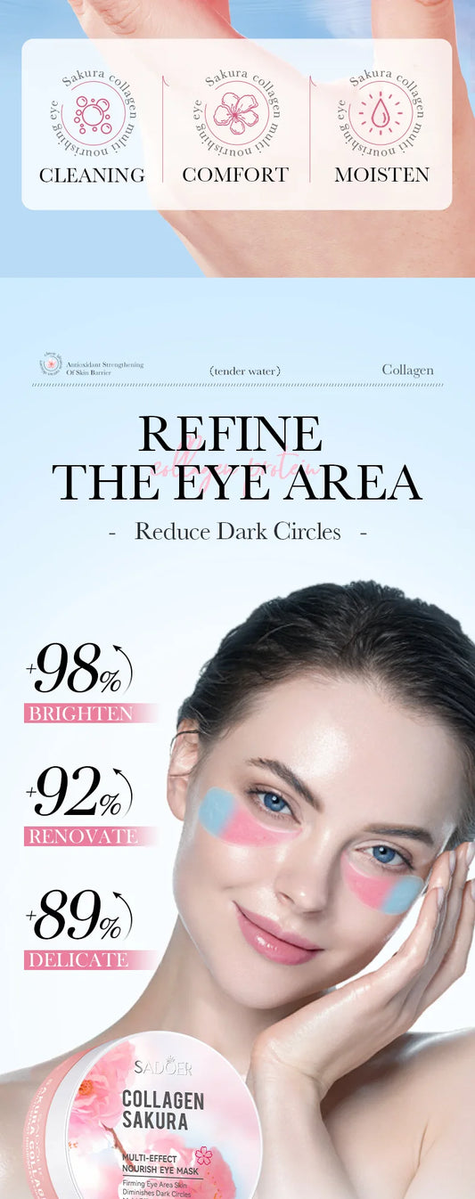 60x Sakura Collagen Eye Masks – Target dark circles, puffiness & fine lines. Hydrate and firm for a refreshed look