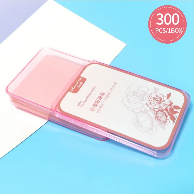 300 oil-absorbing face sheets for summer oil control and makeup touch-ups.