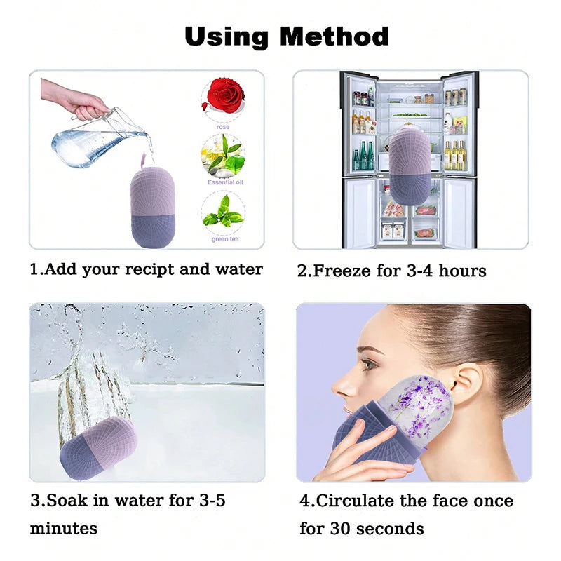 Reusable Ice Roller for Face & Eyes – Cooling, Firming, and Leak-Proof Silicone Mold