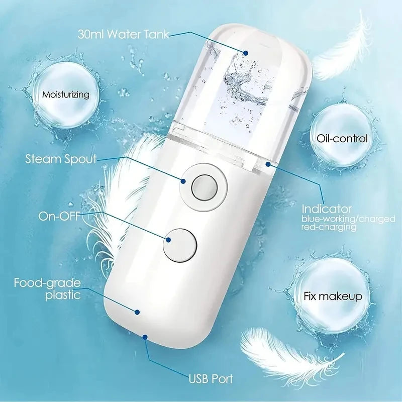 Mini Facial Humidifier – USB Rechargeable & Skin-Friendly